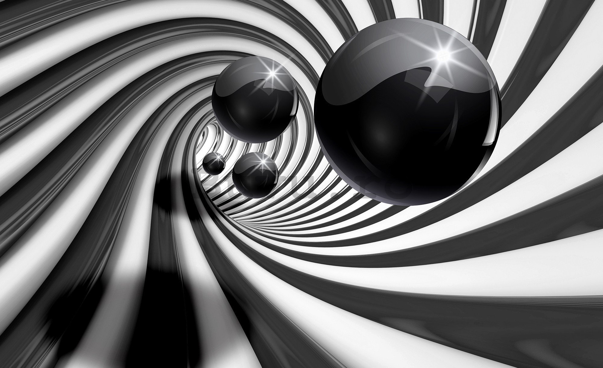 Fototapet vlies: Biluțe negre și spirală - 416x254 cm