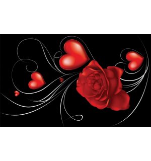 Fototapet vlies: Trandafir și inimă - 416x254 cm