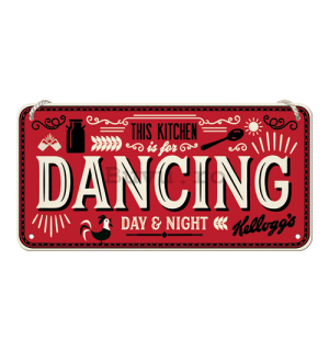 Placa metalica cu snur: This Kitchen is for Dancing - 10x20 cm
