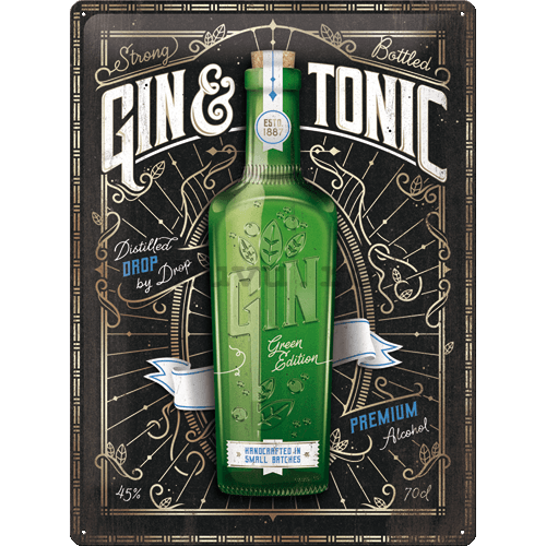 Placă metalică: Gin & Tonic Green Edition - 30x40 cm