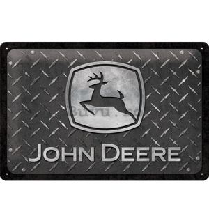 Placă metalică: John Deere (Diamond Plate Black) - 30x20 cm