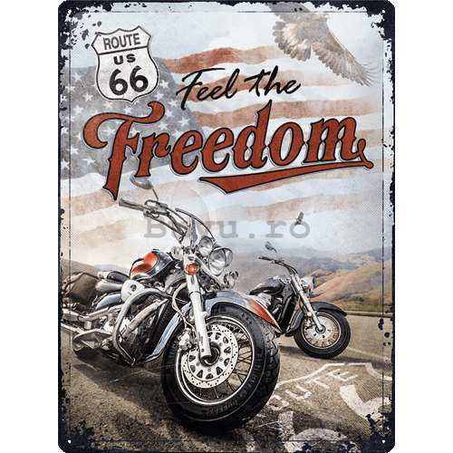 Placă metalică: Route 66 (Freedom) - 30x40 cm