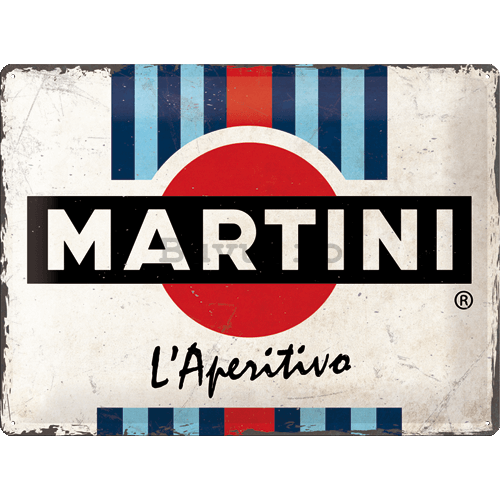 Placă metalică: Martini (L'Aperitivo Racing Stripes) - 40x30 cm