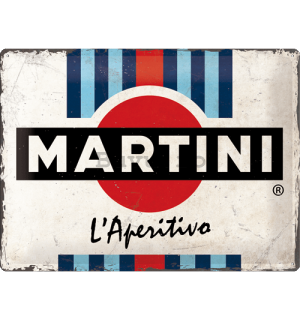 Placă metalică: Martini (L'Aperitivo Racing Stripes) - 40x30 cm