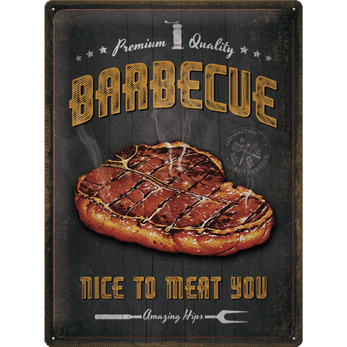 Placă metalică: Barbecue Nice To Meat You - 40x30 cm