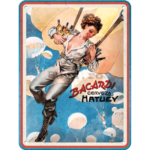 Placă metalică: Bacardi (Cerveza Hatuey Pin Up Girl) - 15x20 cm