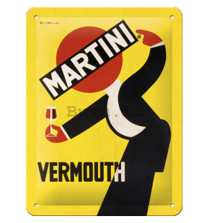 Placă metalică: Martini (Vermouth Waiter Yellow) - 15x20 cm