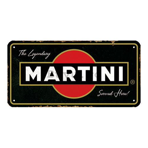Placa metalica cu snur: Martini Served Here - 20x10 cm