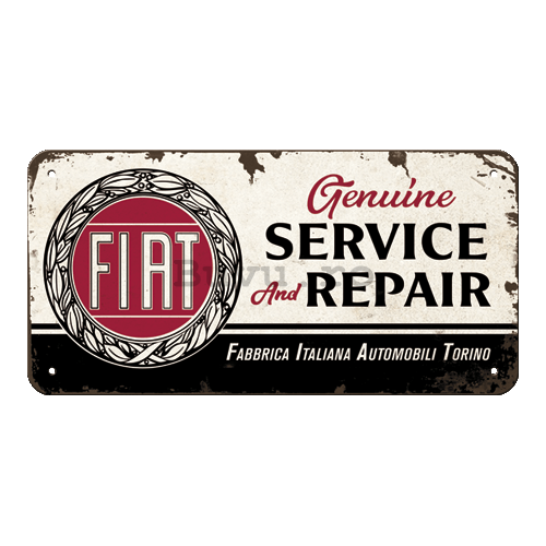 Placa metalica cu snur: Fiat Service & Repair - 20x10 cm