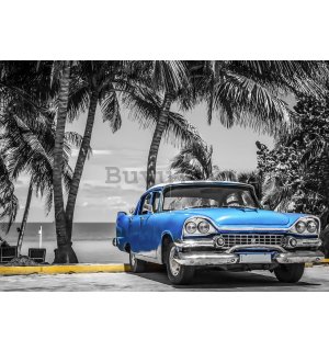 Fototapet vlies: Cuba albastru mașină lângă mare - 416x254 cm