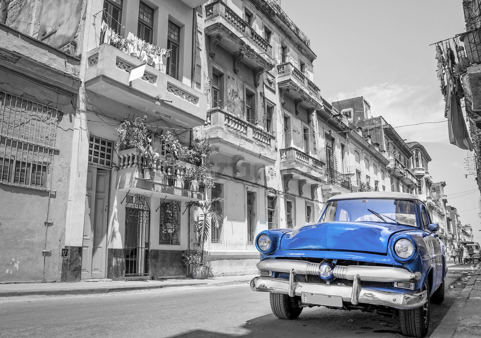 Fototapet: Mașină albastră Havana - 184x254 cm
