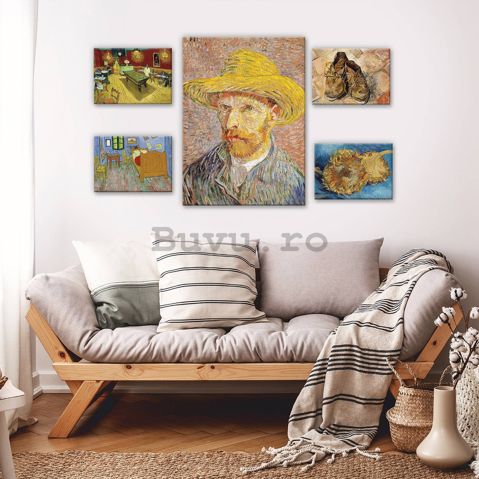 Tablou canvas: Vincent van Gogh - set 1 buc 70x50 cm și 4 buc 32,4x22,8 cm