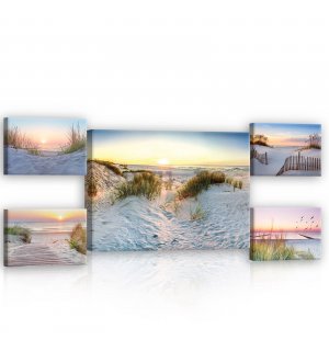 Tablou canvas: Dune de nisip - set 1 buc 70x50 cm și 4 buc 32,4x22,8 cm