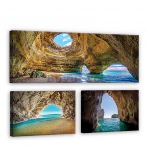 Tablou canvas: Peștera mării - set 1 buc 80x30 cm și 2 buc 37,5x24,8 cm
