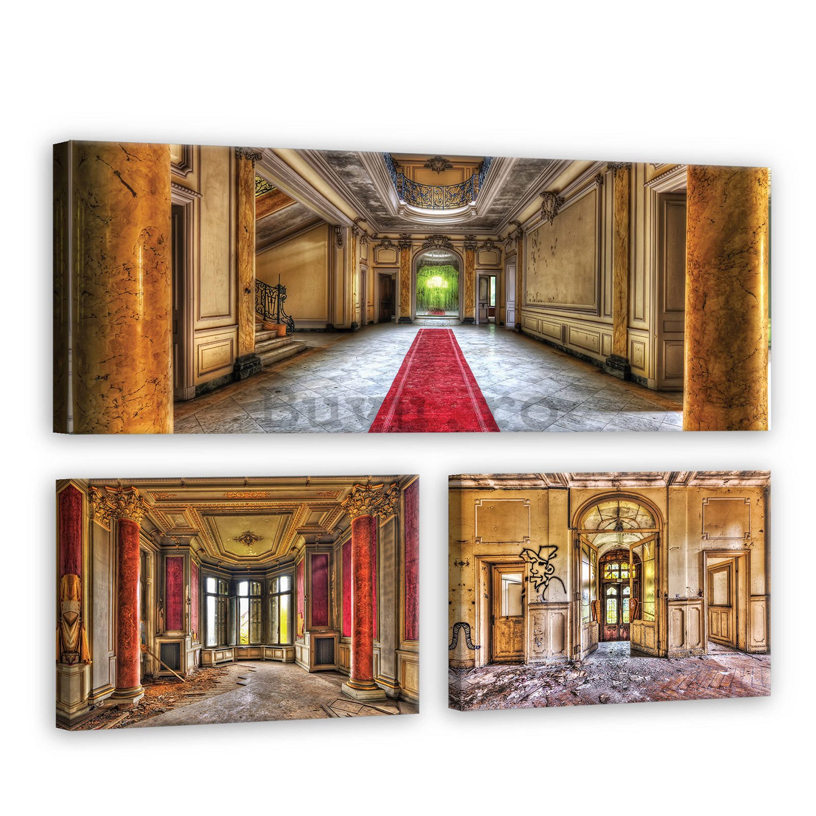 Tablou canvas: În castel - set 1 buc 80x30 cm și 2 buc 37,5x24,8 cm