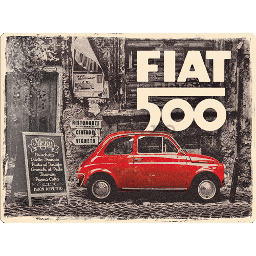 Placă metalică: Fiat 500 (Retro) - 40x30 cm