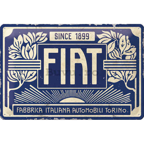 Placă metalică: Fiat Since 1899 (Blue Logo) - 30x20 cm