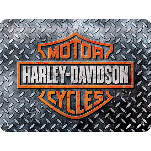 Placă metalică: Harley-Davidson (Diamond Plate) - 20x15 cm