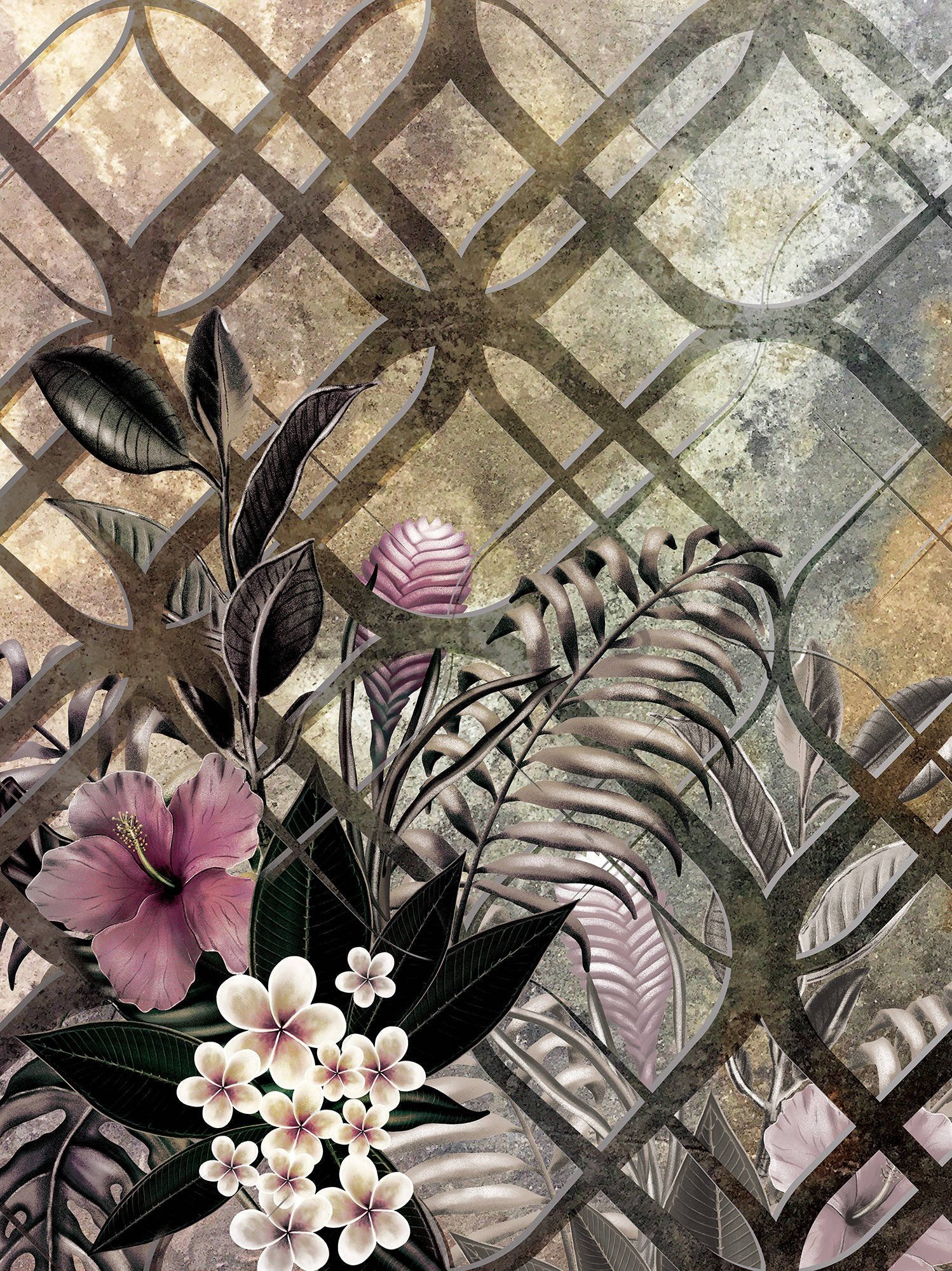 Fototapet: Abstrat floral vopsit (3) - 184x254 cm