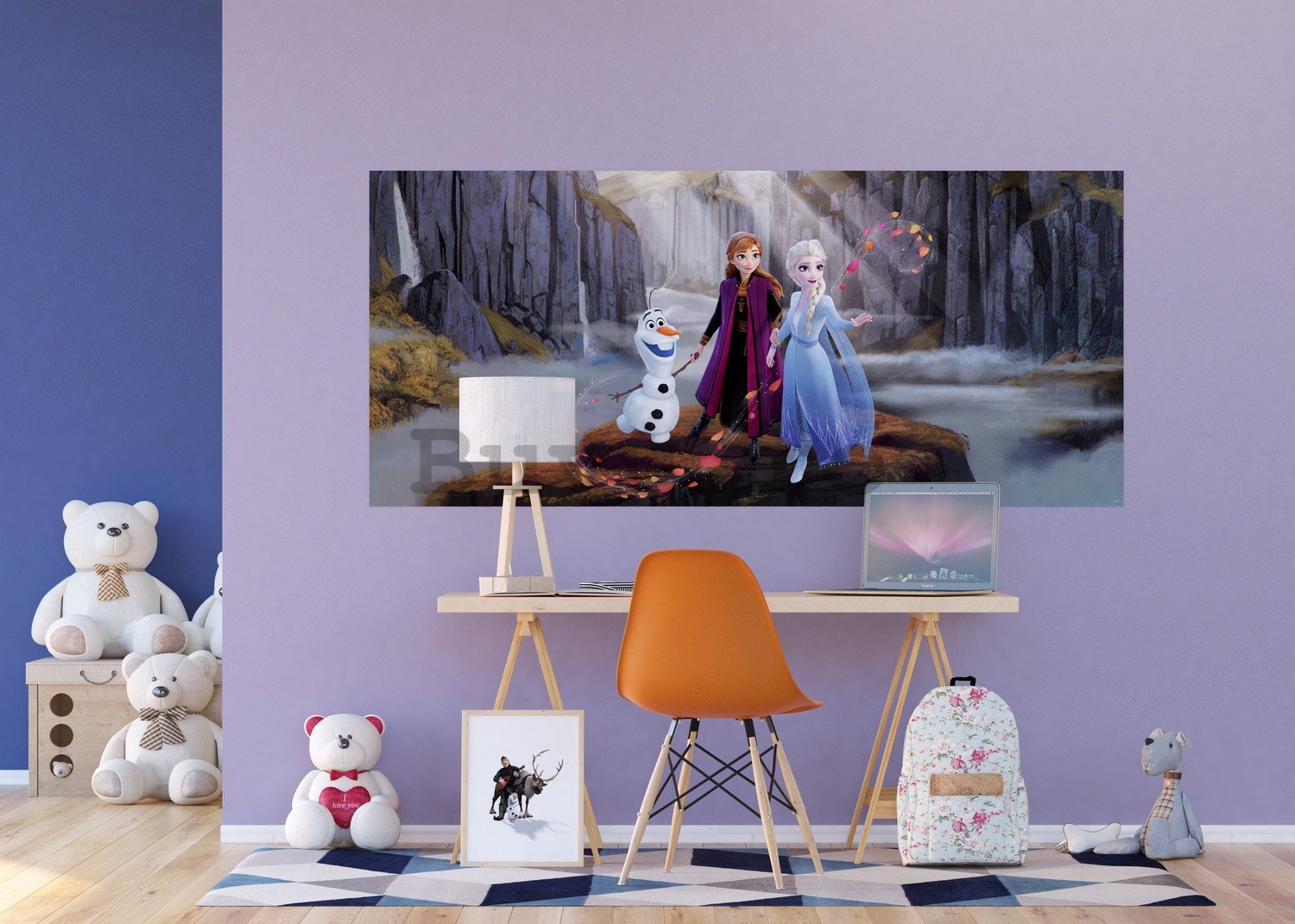 Fototapet vlies: Frozen II Anna, Elsa, Olaf (1) (panoramă) - 202x90 cm