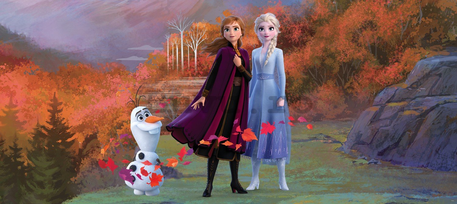 Fototapet vlies: Frozen II Anna, Elsa, Olaf (2) (panoramă) - 202x90 cm