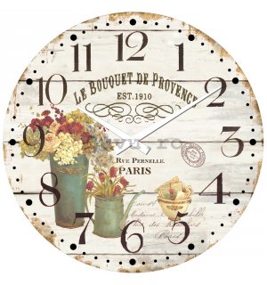 Ceas de perete din sticlă: Le Bouquet de Provence - 30 cm