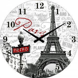 Ceas de perete din sticlă: Paris - 34 cm