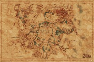 Poster - The Legend Of Zelda: Breath Of The Wild (Hyrule World Map) 
