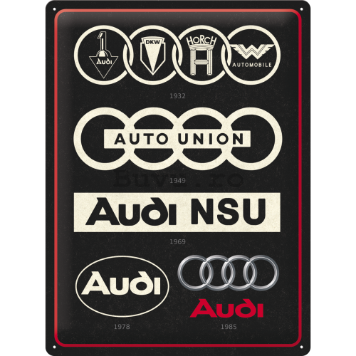 Placă metalică: Audi Logo Evolution - 40x30 cm