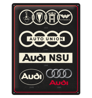 Placă metalică: Audi Logo Evolution - 40x30 cm