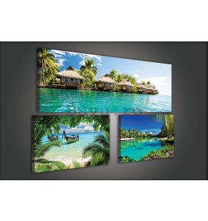 Tablou canvas: Paradis tropical - set 1 buc 80x30 cm și 2 buc 37,5x24,8 cm