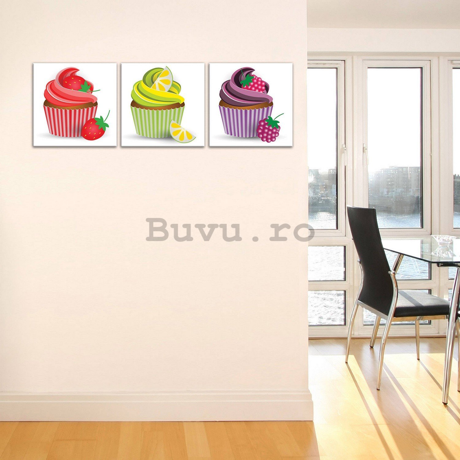 Tablou canvas: Cupcakes - set 3 buc 25x25cm