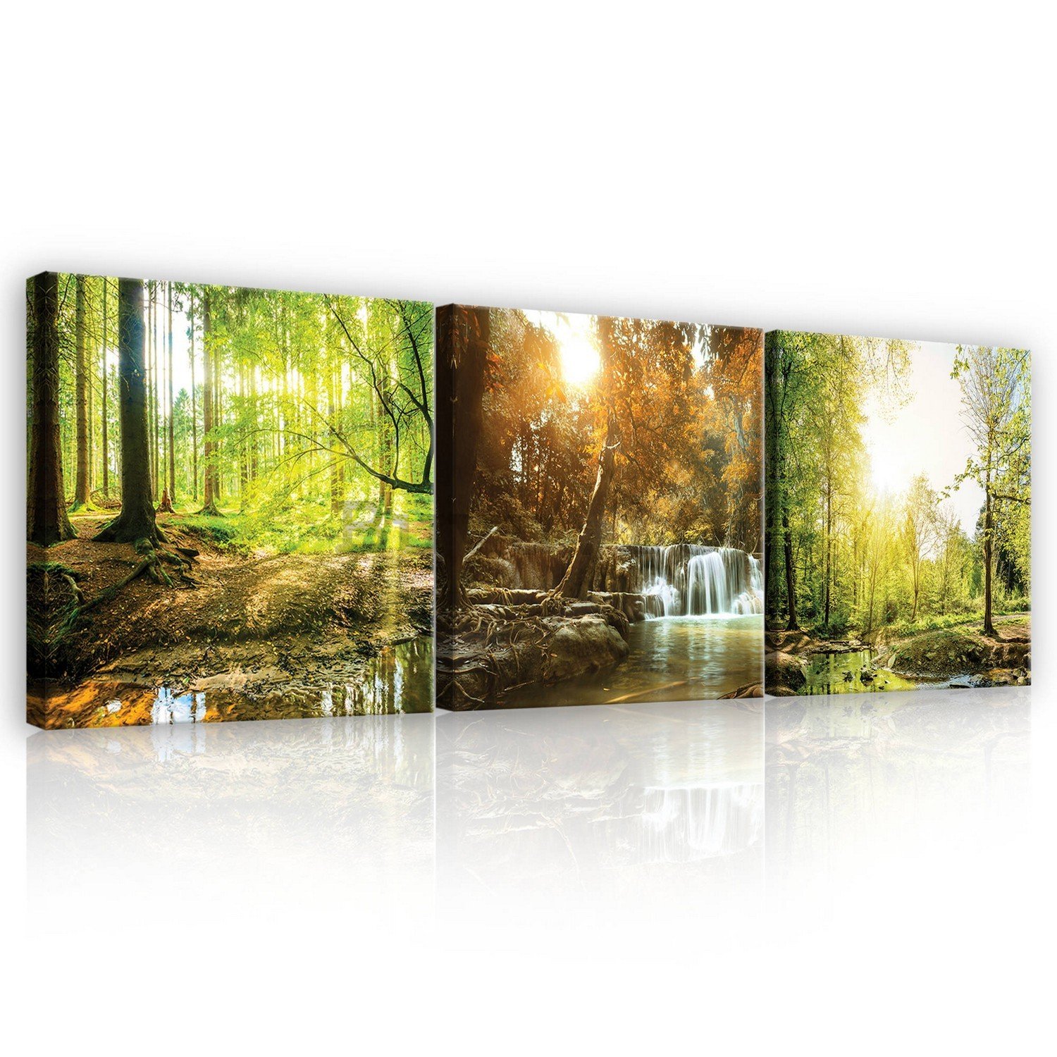 Tablou canvas: Pârâul de pădure - set 3 buc 25x25cm