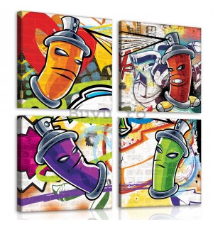 Tablou canvas: Graffiti - set 4 buc 25x25cm