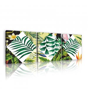 Tablou canvas: Flora tropicală pictată (2) - set 3 buc 25x25cm