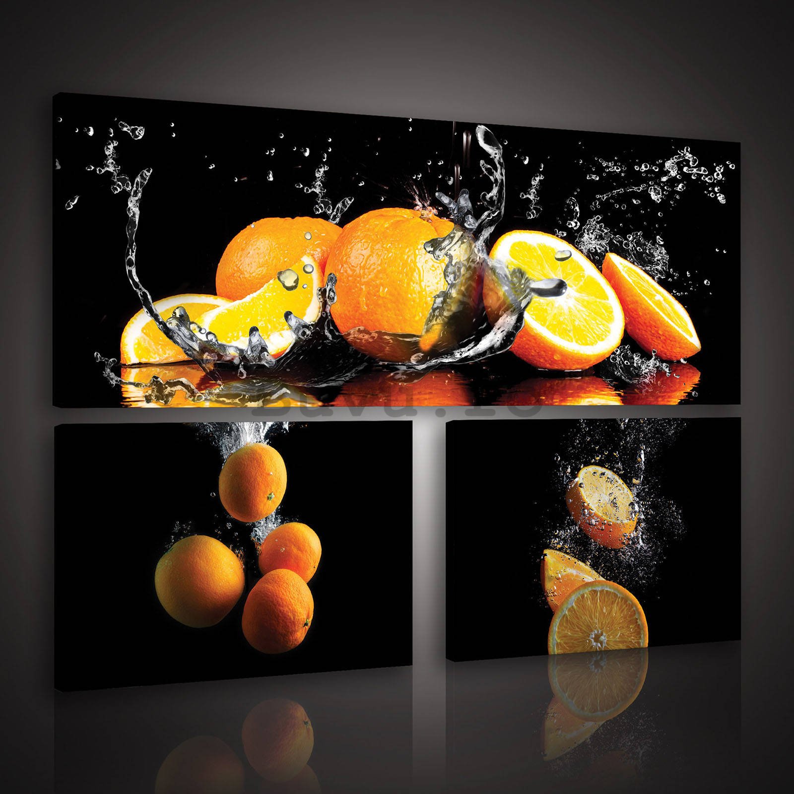 Tablou canvas: Portocale (1) - set 1 buc 80x30 cm și 2 buc 37,5x24,8 cm
