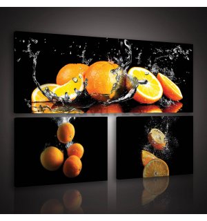 Tablou canvas: Portocale (1) - set 1 buc 80x30 cm și 2 buc 37,5x24,8 cm
