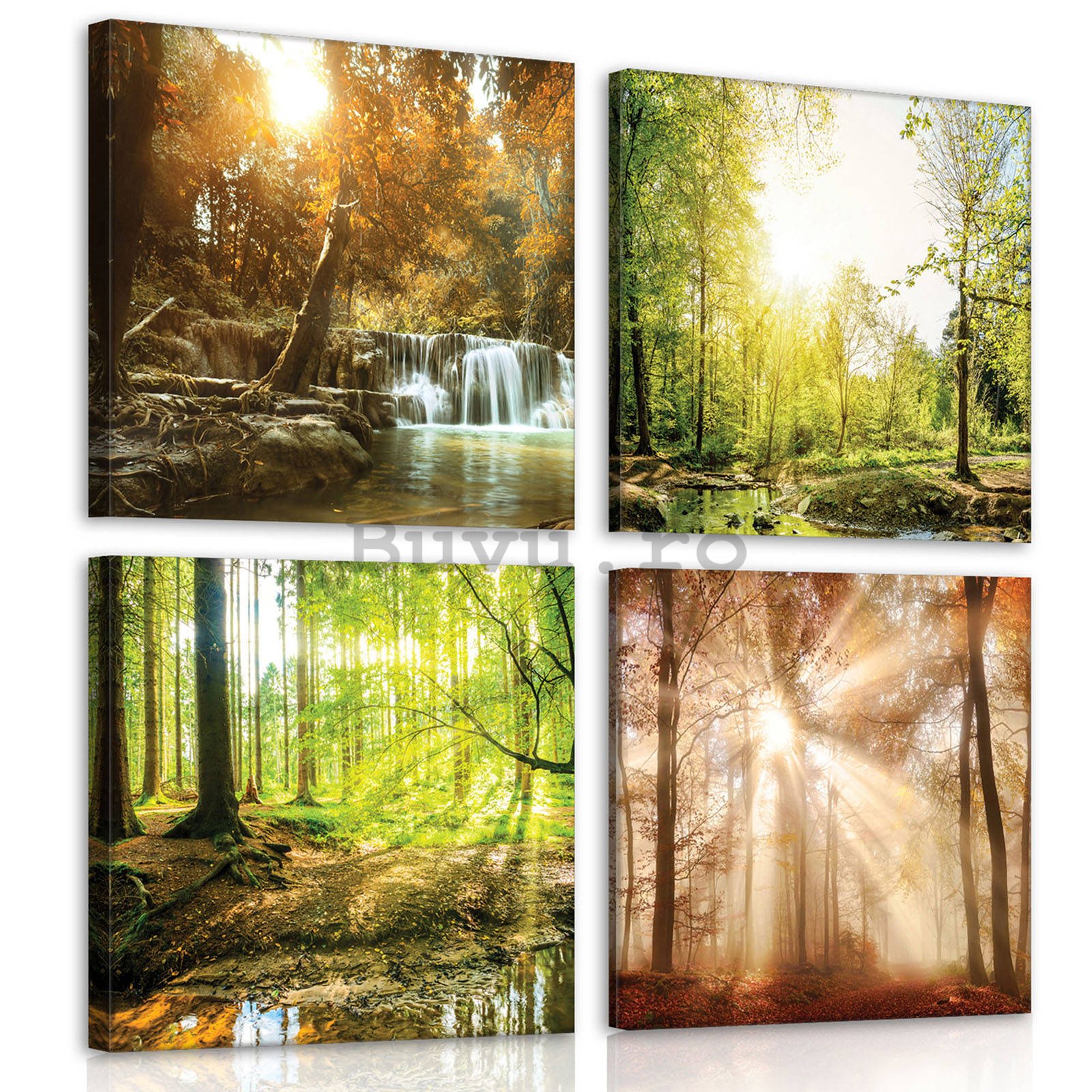 Tablou canvas: Vedere la pădure (1) - set 4 buc 25x25cm