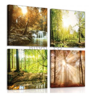 Tablou canvas: Vedere la pădure (1) - set 4 buc 25x25cm