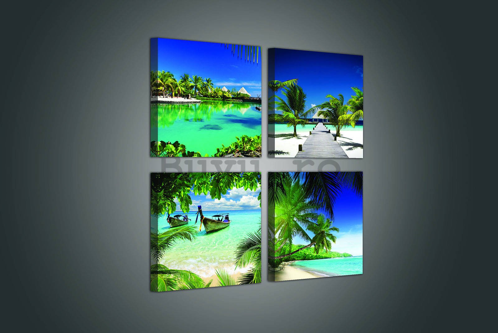 Tablou canvas: Paradis tropic - set 4 buc 25x25cm