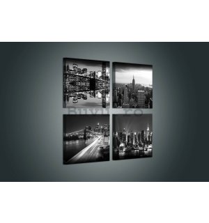 Tablou canvas: Alb-negru New York (2) - set 4 buc 25x25cm