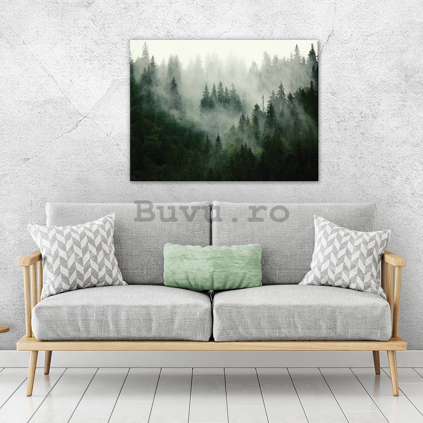 Tablou canvas: Ceață peste pădure (1) - 100x75 cm