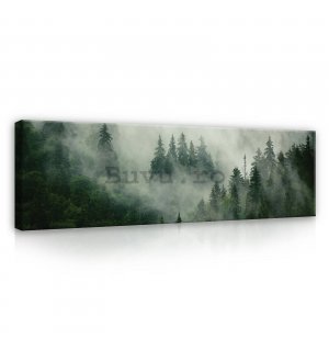 Tablou canvas: Ceață peste pădure (1) - 145x45 cm