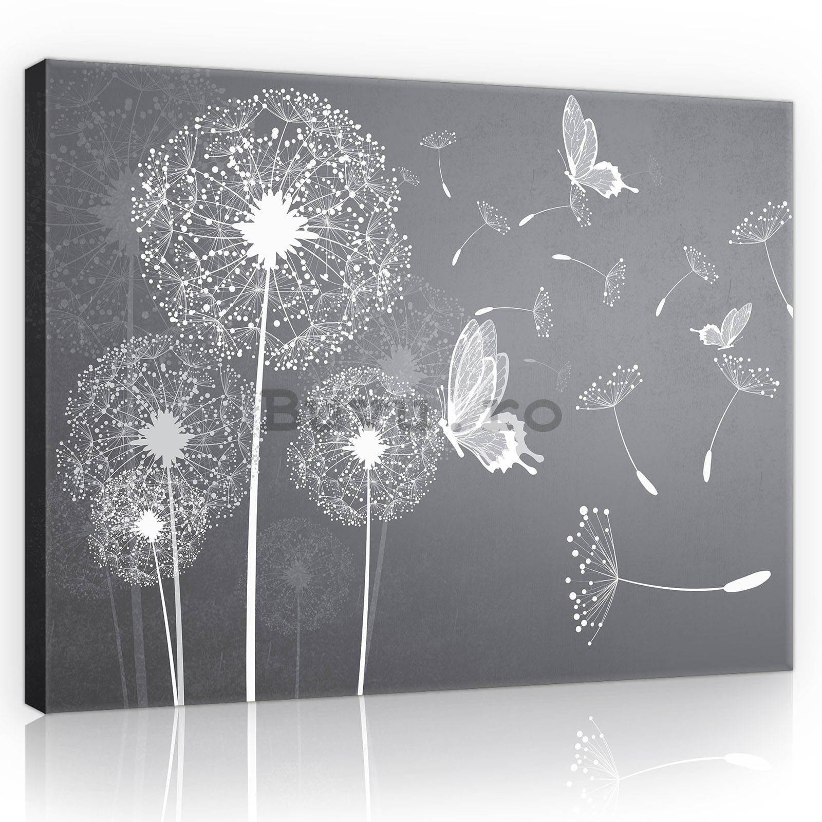 Tablou canvas: Păpădii și fluturi - 80x60 cm