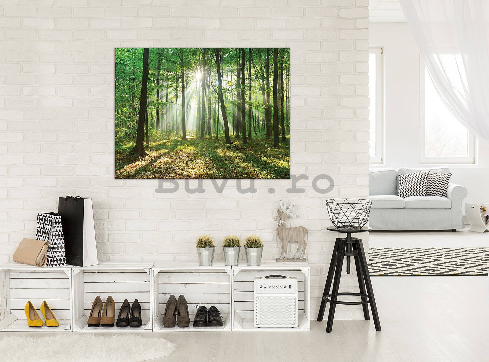Tablou canvas: Soarele în pădure (3) - 80x60 cm
