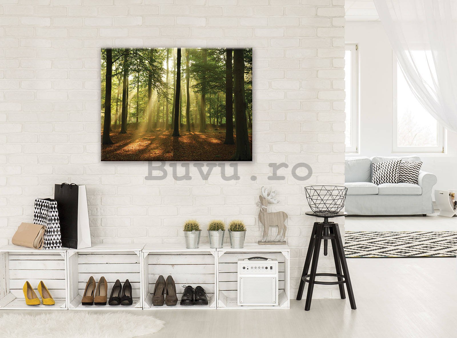 Tablou canvas: Soarele în pădure (4) - 80x60 cm