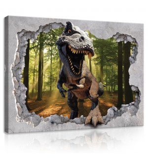 Tablou canvas: Dinozaur în pădure - 80x60 cm