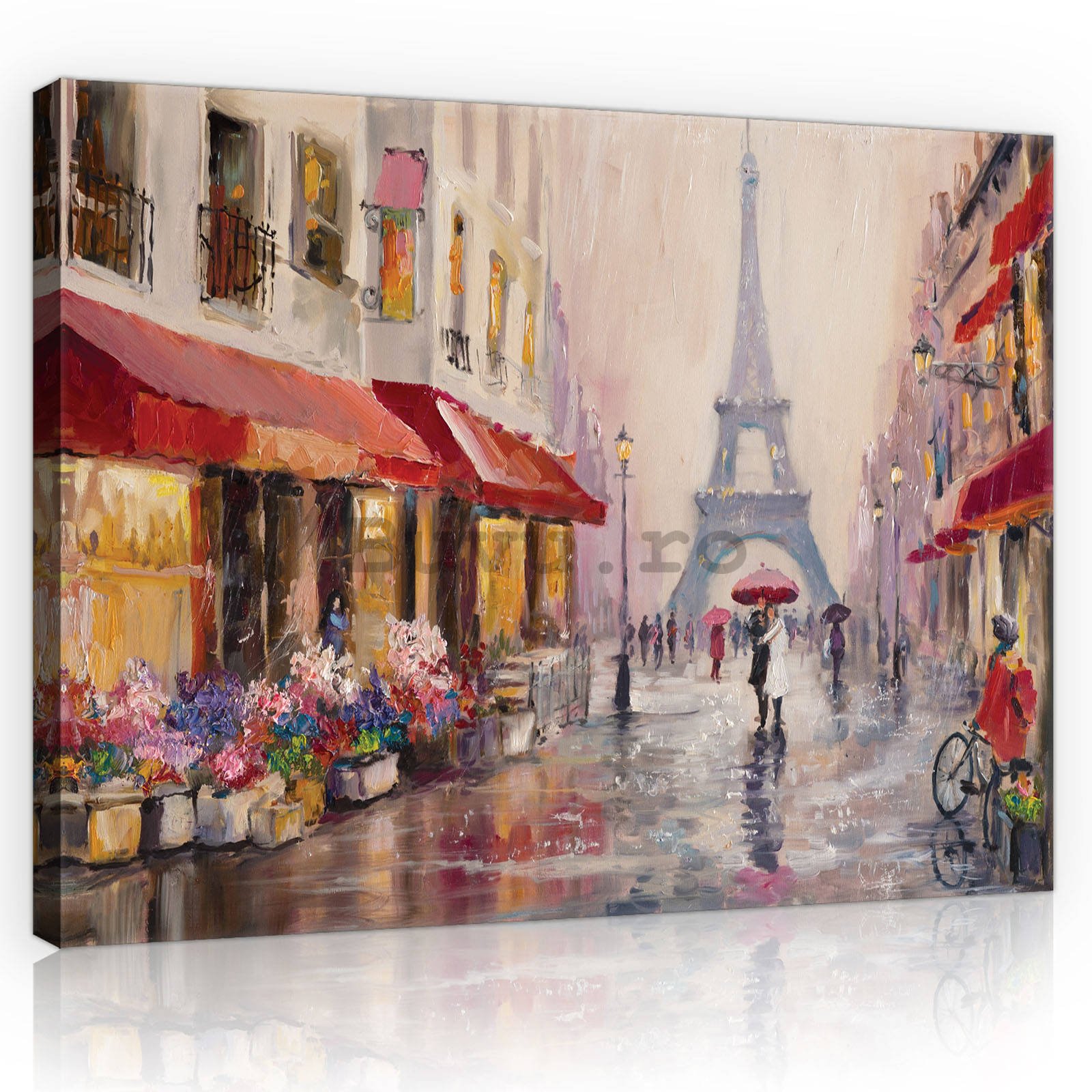 Tablou canvas: Străduță spre Turnul lui Eiffel (pictat) - 80x60 cm