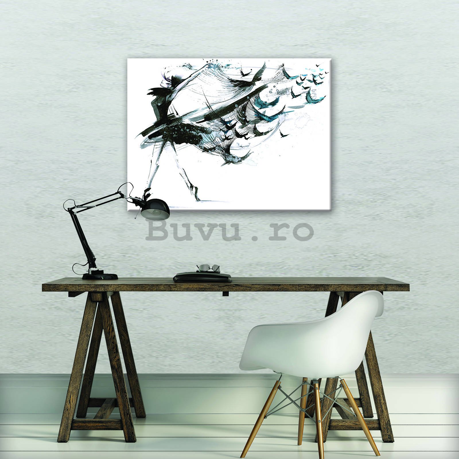Tablou canvas: Dans cu păsări - 80x60 cm