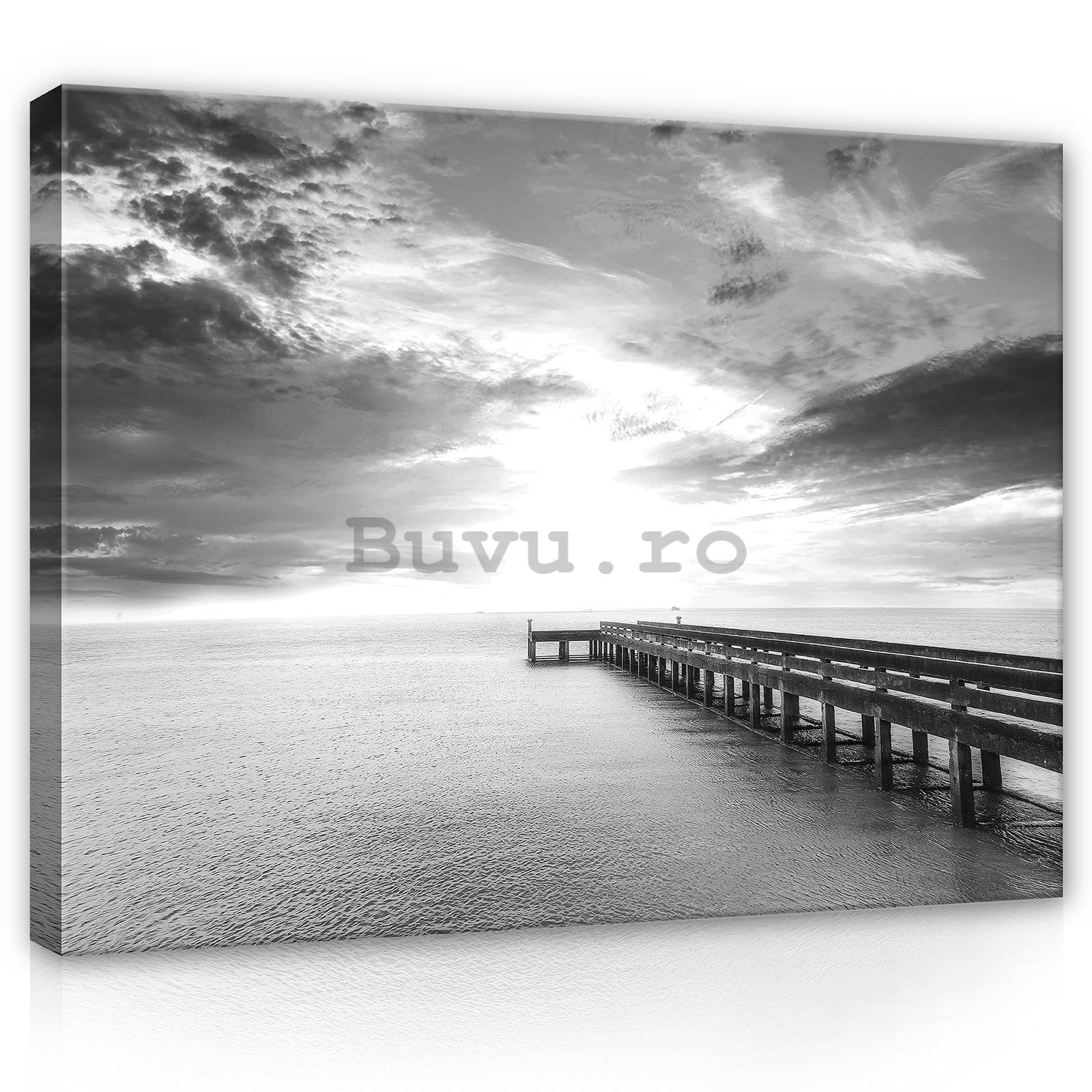 Tablou canvas: Pier lung (alb-negru) - 80x60 cm